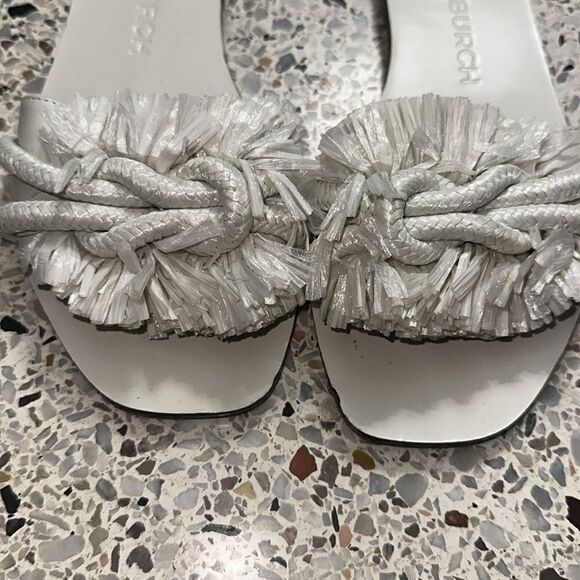 Tory Burch white rope slide raffia sandal 7.5 resortwear - Picture 4 of 7